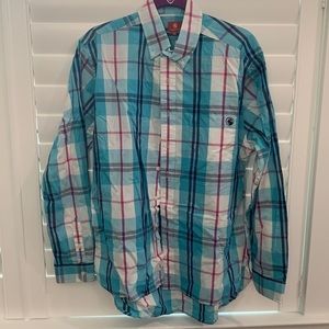 Vintage Southern Proper Long Sleeve Button Down Shirt Blue Plaid Medium